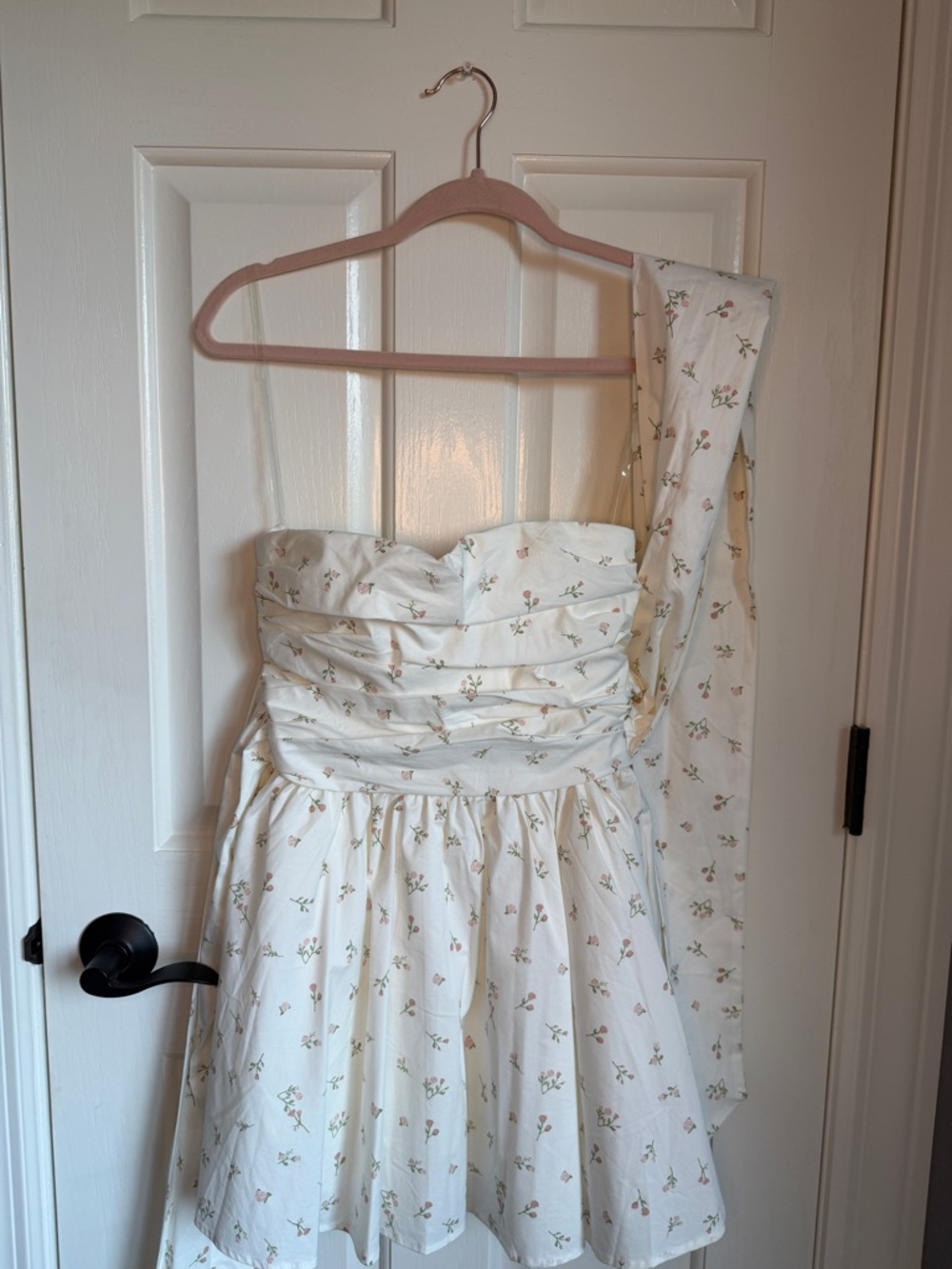 White Floral Strapless Party Dress